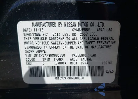 2017 Infiniti Q50 2.0T Sport z USA, uszkodzony, nr VIN JN1CV7AR9HM680850